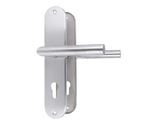 MS Beschläge Türgriff Edelstahl Langschildgarnitur Türdrücker Türklinke, Schildgarnitur 240x50mm - Profilzylinder