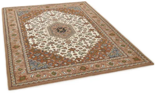 THEKO Wollteppich Royal Orient - Bidjar 9, rechteckig - Kurzflor-Teppich, handgetuftet aus 100% Schaf-Schurwolle, mit einem eleganten Orientmuster, ideal für jeden Raum und sorgt für Gemütlichkeit.