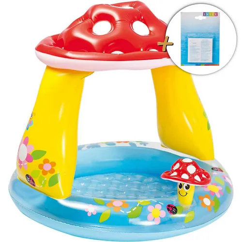 INTEX 57114NP - Planschbecken Pilz Babypool - Swimmingpools mit integriertem Sonnendach, ideal für kleine Kinder und sicheres Planschen im Freien.