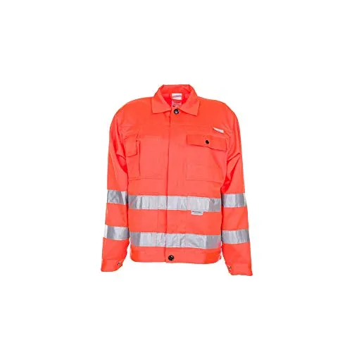 Planam Bundjacke Bau Arbeitsjacke Warnschutz 2002 orange Gr.52 - Sicherheitsjacke aus strapazierfähigem Polyester-Baumwoll-Mix, in auffälligem Orange für optimale Sichtbarkeit auf der Baustelle, Größe 52.