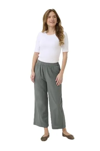 KAFFE Casual Hose KAnaya Damen Casual Hose Culotte Weites Bein Hohe Taille Capri Damenhose 40, Balsam Green
