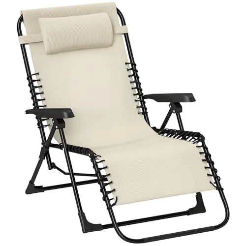 Outsunny Gartenliege mit Kopfkissen in beige von Outsunny