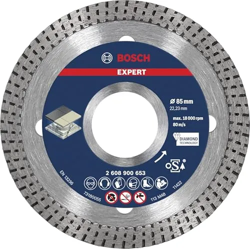 Bosch 1x EXPERT HardCeramic Diamanttrennscheiben (für Harte Fliesen, Harter Stein, Ø 85 mm, Professional Zubehör Kleiner Winkelschleifer)
