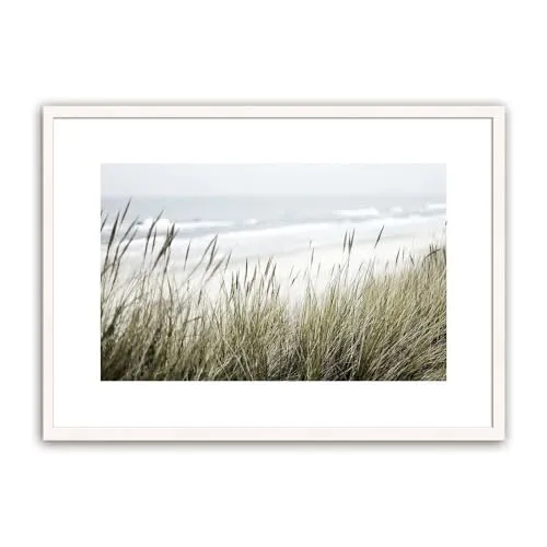 artissimo, Design-Edition, gerahmtes Poster, 71x51cm, PE6406-ER, Strand: Schilf, Bild, Wandbild, Kunstdruck gerahmt, Design-Poster mit Rahmen, skandinavisches Design, Meer und Strand
