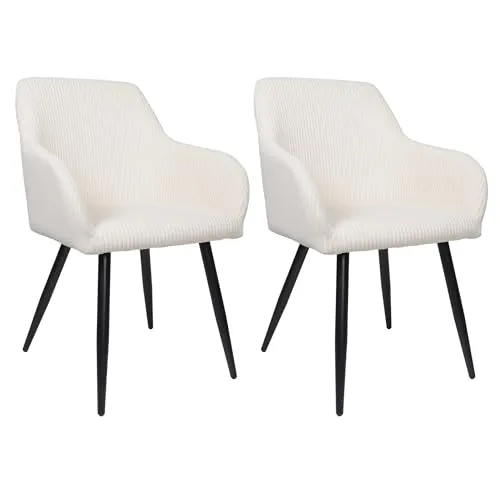 ALBATROS Esszimmerstuhl SILA – 2er Set mit Armlehnen, Cord-Bezug in Beige - Stilvolle Polsterstühle für Esszimmer, Küche und Wohnzimmer. Robuster Strukturstoff und dicke Polsterung bieten hohen Sitzkomfort. SGS-geprüfte Qualität für sicheren Gebrauch – ideal für gesellige Abende.