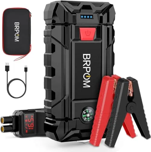 BRPOM Starthilfe Powerbank Spitzenstrom Auto Starthilfe mit LCD-Display (2000A)