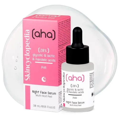 Produktbild Skincyclopedia AHA Peeling Serum, Gesichtsserum mit 20% Glykol-, Lakt-, Mandel- und Polyhydroxysäuren, Chemisches Gesichtspeeling, Glycolic Acid Face Exfoliant, Gesichtspflege, 30ml