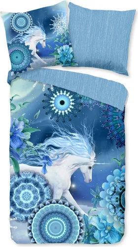 Hip Bettwäsche Lumi mit Mandalas - 100% Baumwolle Flanell - Bettwäsche aus 100% Baumwolle Flanell, atmungsaktiv und temperaturausgleichend. Ideal für kuschelige Nächte, mit einzigartigem Mandala-Design für ein magisches Schlafzimmer.