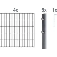 Alberts 650933 Doppelstabmattenzaun 10 tlg. Komplettset - Dekorativer Doppelstabmattenzaun, robust und rostfrei aus feuerverzinktem Stahl, ideal für zuverlässigen und preisgünstigen Gartenzaun, Höhe 120 cm, Länge 8 m, erweiterbar mit Anbauset.