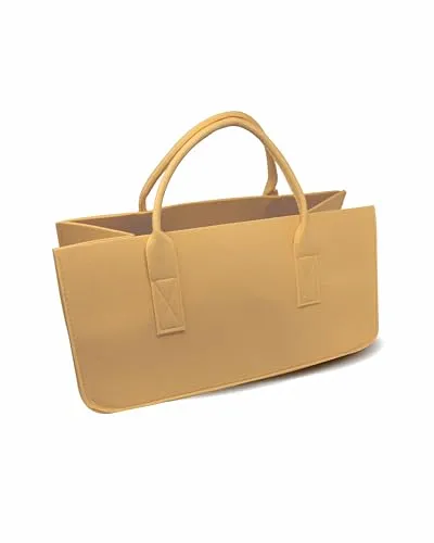 Close Up Filztasche Kaminholztasche Filzkorb Korb Kaminholzkorb Filz Zeitungsständer Zeitungskorb, ca. 50 x 25 x 25 cm (Beige)