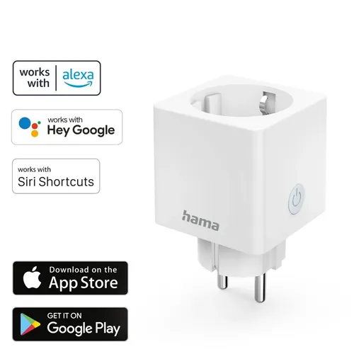Hama 176626 WLAN Steckdose Homekit 3680W 16A - Steckdosen & Zubehör – Einfache App- und Sprachsteuerung für elektrische Geräte, keine Zusatzkosten durch direkte Wifi-Verbindung zum Router.