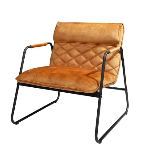 riess-ambiente Sessel MUSTANG LOUNGER senfgelb - Einzelsessel im eleganten Retro-Design mit komfortablem Samtbezug und gepolsterter Nackenlehne, ideal für stilvolle Wohnräume.