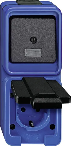 Merten 227875 SCHUKO-STECKDOSE/WECHSELS - Schutzkontaktsteckdose (Typ F) 16 A, ideal für den Einsatz in rauen Umgebungen dank schlagfestem Design und IP44 Schutzart.