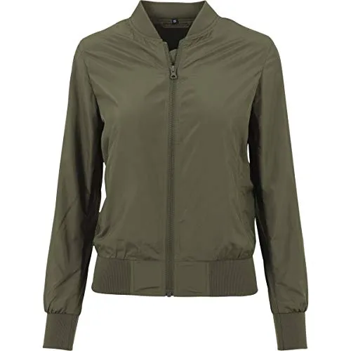 Build Your Brand Damen Nylon Bomber Jacket XL in Olive - Funktionsjacke mit neutralem Größenlabel, ideal für einen lässigen Look und vielseitige Kombinationsmöglichkeiten.