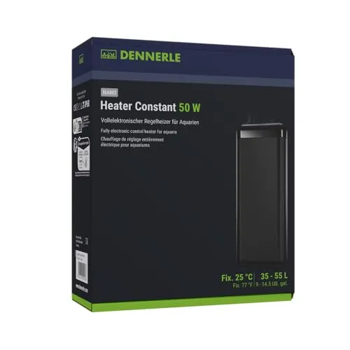 Dennerle Nano Heater Constant 50 W - Vollelektronischer Regelheizer für Aquarien - Sonstiges Aquarienzubehör - Ideal für Nano Aquarien von 35-55 Litern, mit konstant 25 °C Temperatur und bruchfestem Gehäuse für optimale Sicherheit.