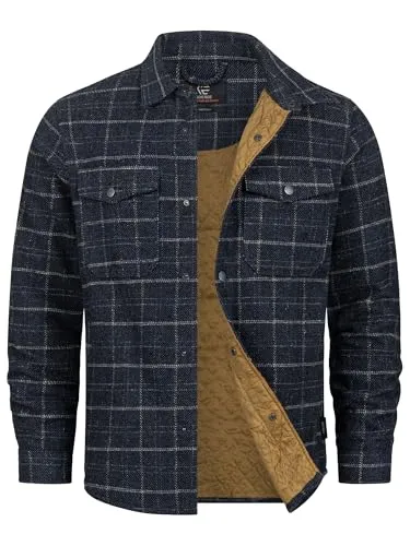 Indicode Herren Henderson Langarmhemd Übergangsjacke gefüttert | Herrenhemd Freizeithemd Dark Navy, M