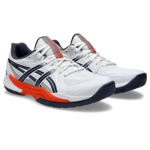 ASICS POWERBREAK FF Hallenschuhe Herren - Stabilität und Komfort in White-Nova Orange, Größe 42 1/2 - Hallensportschuhe für Herren mit erstklassiger Stabilität und atmungsaktivem Obermaterial für optimale Unterstützung beim Spiel.