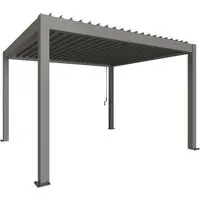 Biohort Pergola 4 x 3,5 – Witterungsbeständiger Stahl mit verstellbarem Lamellendach - Pavillons für traumhafte Wohlfühl-Oasen im Garten. Flexibles Lamellendach bis 130° verstellbar für individuellen Sonnenschutz und hervorragende Wärmeisolierung.