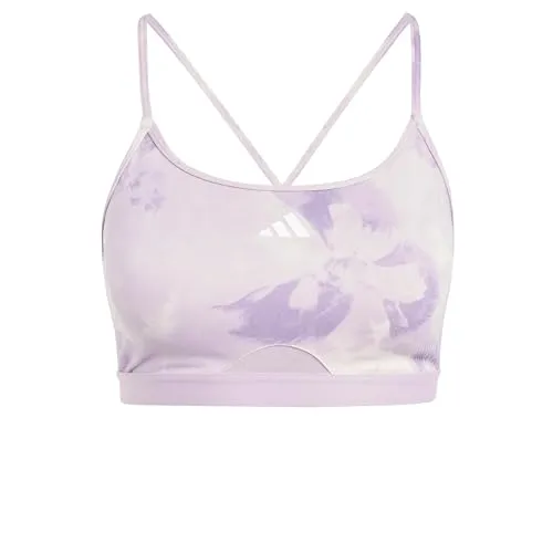 Adidas Women's Aeroreact Training Essentials Light Support Tie-Dye Flower-Print Bra Sport-BH, Putty Mauve/Preloved Fig, M A-B