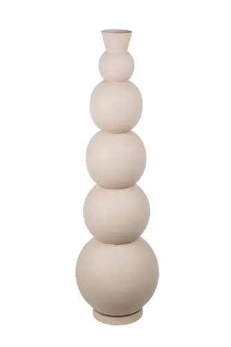 Casablanca Deko Vase groß aus Eisen - Moderne Bodenvase für Pampasgras und Blumen, Beige-Grau, 87 cm - Elegante große Bodenvase aus Eisen in Beige-Grau, ideal für stilvolle Dekoration mit Gräsern oder Blüten. Mit einer Höhe von 87 cm wird sie zum Blickfang in jedem Raum.
