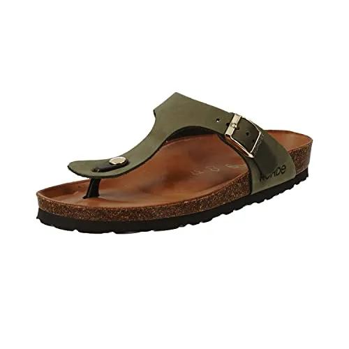 Rohde Damen Zehentrenner Sandalen - Bequeme Sommerschuhe in Olive - Kategorie: Sandalen. Diese leichten, flachen Zehentrenner aus Leder bieten höchsten Tragekomfort und sind perfekt für den Sommer und Strandaktivitäten.