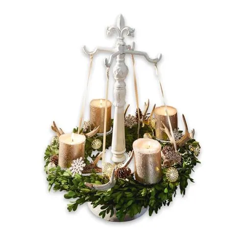 Loberon Kranzständer Antwan - Antik-Finish aus Gusseisen, eleganter Adventskranzständer für festliche Weihnachtsdekoration