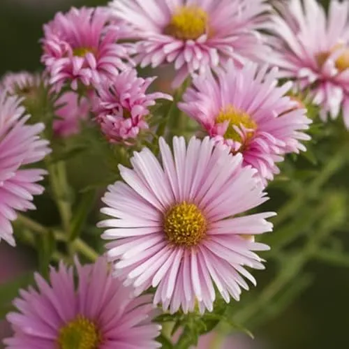 Raublatt Aster 'Harrington's Pink' - Aster Nova Angliae 'Harrington's Pink' Topf 9x9cm: Pinkfarbene Blüten, robust, für Staudenbeete. 6 x