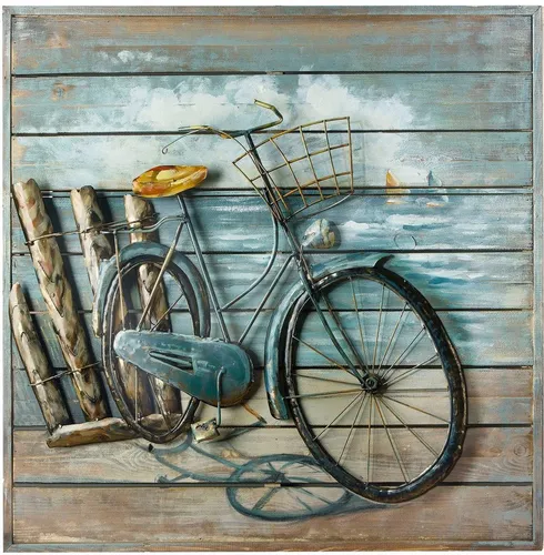 GILDE Gallery Bild XL - Enjoy The Ride - Fahrrad - Poster & Kunstdrucke: Exklusives handgefertigtes Metallbild in 80x80 cm, das Ihrem Zuhause eine persönliche Note verleiht und durch warme Erdtöne besticht.