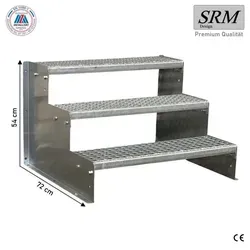 Stufen Standtreppe Modell 2 freistehend verzinkt Treppe Stahltreppe Tritthöhe 18 cm Breite 70 cm Höhe 54 cm ohne Geländer 3