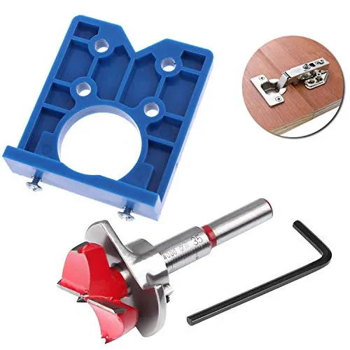 mm Scharnier Schablonen-Set mit Forstnerbohrer 35mm - Forstnerbohrer mit ultraharter Legierung für präzise Scharnierbohrungen. Ideal für DIY-Projekte, auch ohne Profi-Kenntnisse einfach zu bedienen.