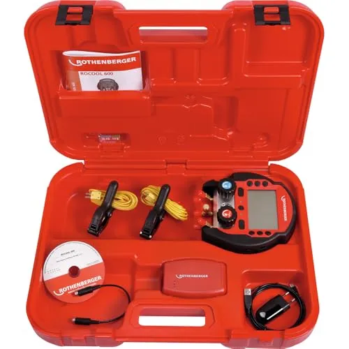 Rothenberger Digitale Monteurhilfe ROCOOL 600 - Infrarotthermometer mit externem Speicher Red Box, ideal für Kältekreisläufe und automatische Reportgenerierung für Kunden.