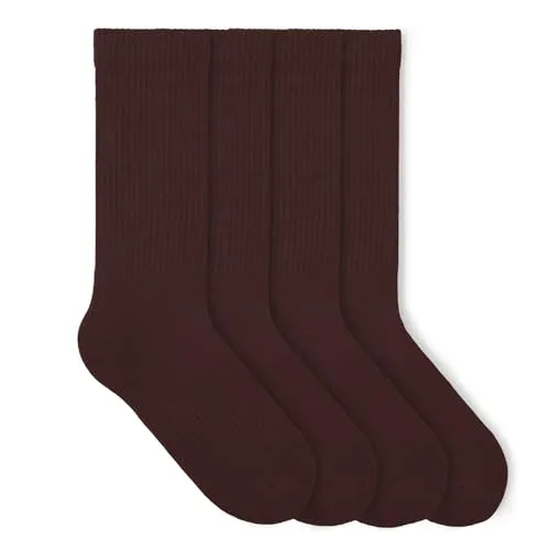 von Jungfeld Tennissocken Herren & Damen im Retro Look - Atmungsaktive Sportsocken aus Bio-Baumwolle, langlebig, rutschfest - Gr. 36-46 (DE/NL/SE/PL, Numerisch, 41, 46, Regular, Regular, Dark Brown)