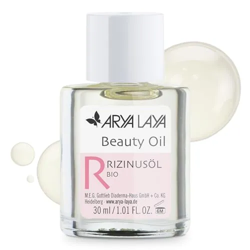 ARYA LAYA Beauty Oil Rizinus bio, 30 ml - Haaröl für gesunde, kräftige Haare und schöne Wimpern. Fördert dichten Wimpern- und Augenbrauenwuchs, vegan und klinisch getestet.