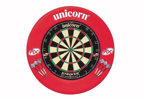 Unicorn Unisex Striker Board mit Surround Center, Rot, Einheitsgröße - Klassische Dartboards mit zusätzlichem Surround Center für optimalen Schutz und mehr Bewegungsfreiheit beim Spielen.