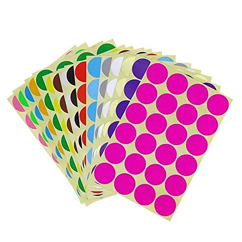 Selbstklebende Aufkleber, rund, 16 Blatt, 16 mm, farbig, Codierung, Etiketten für Büro, Schule, Kalender, Kartenaufkleber
