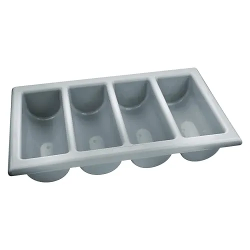 GRÄWE Besteckkasten mit 4 Fächern, Besteckaufbewahrung, Besteckkasten, groß, stapelbar, spülmaschinengeeignet, grau