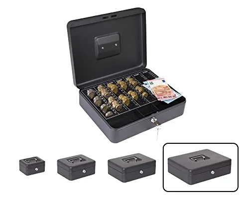 ARREGUI Elegant Cash C9644-EUR Geldkassette mit Münzzählbrett - Card-Reader: Robuste Geldbox aus Stahl mit herausnehmbarem Münzzählbrett für einfache Geldzählung, ideal für Haushalte und Büros.