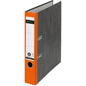 Leitz Ordner 1050-50-45, Karton, A4, 52mm, schwarz marmoriert, Rücken orange