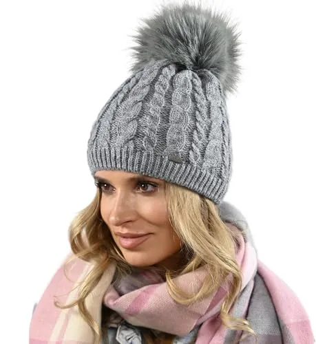 Alur Mütze Damen Beanie Wintermütze Strickmütze mit Bommel