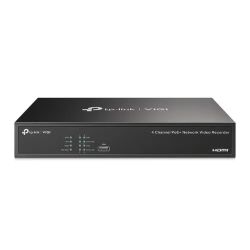 TP-Link VIGI NVR1004H-4P - 4-Kanal Videorekorder, hochauflösend mit 4K Unterstützung und vielseitigen Videoformaten für optimale Überwachung
