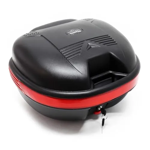 Wiltec Top Case 460x395x285 mm, 31 L, schwarz matt, für Roller, Motorrad oder Quad, Helmkoffer, Rollerkoffer, Motorradkoffer abschließbar