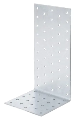 ART 81507 Lochplattenwinkel aus verzinktem Stahl 100 x 200 x 100 - Robuster Lochplattenwinkel aus sendzimirverzinktem Stahl für vielseitige Anwendungen im Fachhandel. Ideal für stabile Verbindungen und Konstruktionen. VE=FS (10 Stück)
