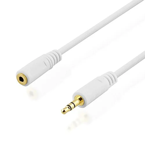 BestPlug 10 Meter Audio Stereo Kabel Verlängerung Aux in Out, 3,5mm Klinke Stecker männlich auf 3,5mm Klinke Buchse Kupplung weiblich vergoldet, Weiss