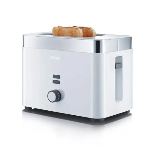 GRAEF Toaster TO61 Weiß – 2-Scheiben-Toaster mit Brötchenaufsatz