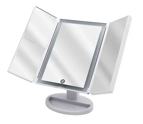 Ridder Kosmetikspiegel Vivian weiß - Schminkspiegel mit 2-fach und 5-fach Vergrößerung sowie dimmbarem LED-Licht für perfekte Beleuchtung. Ideal für präzises Schminken und Hautpflege, modernes Design für jedes Badezimmer.