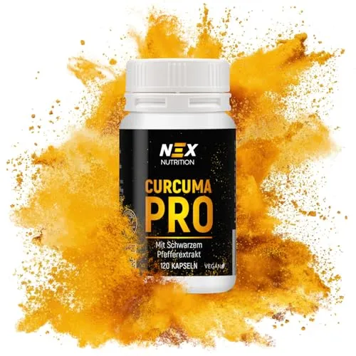 NEX Curcuma Pro Kapseln | 180 mg Curcuminoide aus Curcumaextrakt mit 2 mg Piperin | hochkonzentrierter Pflanzenstoff | vegan, rein & ohne Zusatzstoffe | ideal für tägliche Anwendung | 120 Kapseln (1)