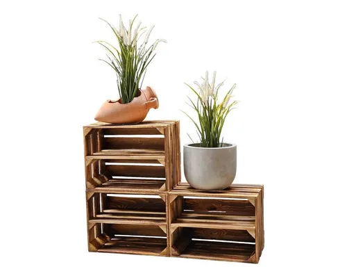 Teramico Holzkiste Holzkisten 40x30x25cm 3er Set mit Regal, Aufbewahrungsbox