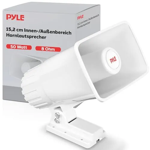 Pyle Hornlautsprecher, 50W Hochtöner, Outdoor Lautsprecher, PA Lautsprecher mit 8Ohm Impedanz, Inkl. Montagesupport & Zubehör