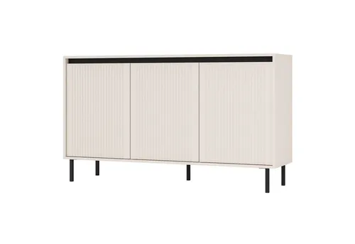 Selsey Osaka Sideboard 3-türig - Stilvolles Design in Sandbeige - Kommode mit geriffelten Fronten und eleganten Metallfüßen für eine moderne Atmosphäre. Sechs Fächer bieten viel Stauraum und eine großzügige Ablagefläche für Dekoration.