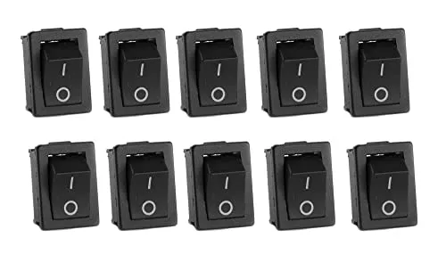 10x Wippschalter eckig klein 2-polig 250V 6A EIN/AUS Snap-In Montage 19,5x13mm SK21-101